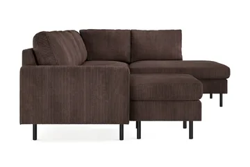 Peppe 4-seters Høyrevendt U-formet Sofa med Divan og Sjeselong i Manchester - Mørk brun - Møbler - Sofaer - Sofaer med sjeselong - 4 seters sofa med divan