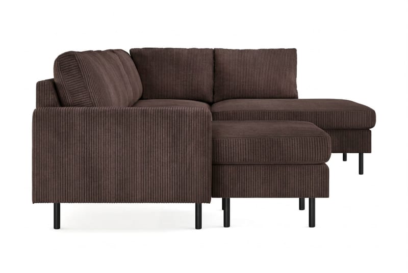 Peppe 4-seters Høyrevendt U-formet Sofa med Divan og Sjeselong i Manchester - Mørk brun - Møbler - Sofaer - Sofaer med sjeselong - 4 seters sofa med divan