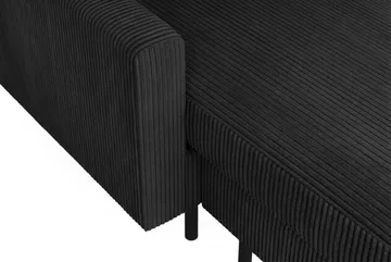 Peppe 4-seters Høyrevendt U-formet Sofa med Divan og Sjeselong i Manchester - Svart - Møbler - Sofaer - Sofaer med sjeselong - 4 seters sofa med divan