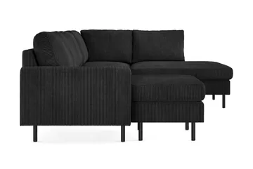 Peppe 4-seters Høyrevendt U-formet Sofa med Divan og Sjeselong i Manchester - Svart - Møbler - Sofaer - Sofaer med sjeselong - 4 seters sofa med divan