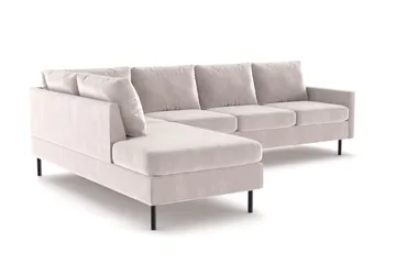 Peppe 4-seters Venstrevendt L-formet Sjeselongsofa i Manchester - Beige - Møbler - Sofaer - Fløyelssofaer