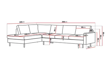Peppe 4-seters Venstrevendt L-formet Sjeselongsofa i Manchester - Brun - Møbler - Sofaer - Sofaer med sjeselong