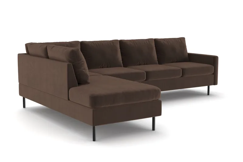 Peppe 4-seters Venstrevendt L-formet Sjeselongsofa i Manchester - Brun - Møbler - Sofaer - Sofaer med sjeselong