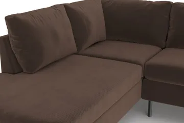 Peppe 4-seters Venstrevendt L-formet Sjeselongsofa i Manchester - Brun - Møbler - Sofaer - Sofaer med sjeselong