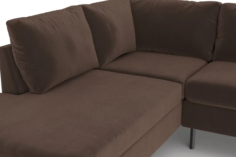 Peppe 4-seters Venstrevendt L-formet Sjeselongsofa i Manchester - Brun - Møbler - Sofaer - Sofaer med sjeselong