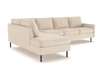 Peppe 4-seters Venstrevendt L-formet Sjeselongsofa i Manchester - Greige - Møbler - Sofaer - Sofaer med sjeselong