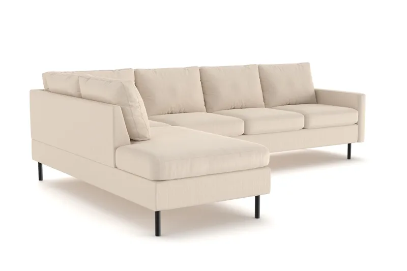 Peppe 4-seters Venstrevendt L-formet Sjeselongsofa i Manchester - Greige - Møbler - Sofaer - Sofaer med sjeselong