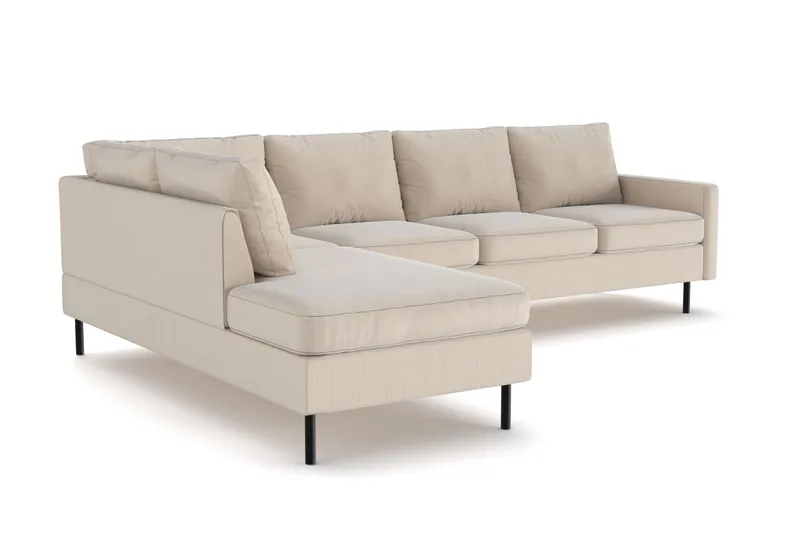 Peppe 4-seters Venstrevendt L-formet Sjeselongsofa i Manchester - Greige - Møbler - Sofaer - Sofaer med sjeselong
