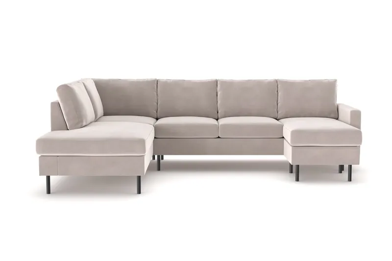 Peppe 4-seters Venstrevendt U-formet Sofa med Divan og Sjeselong i Manchester, Beige