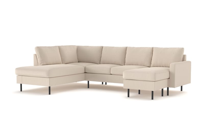 Peppe 4-seters Venstrevendt U-formet Sofa med Divan og Sjeselong i Manchester - Greige - Møbler - Sofaer - U-sofa