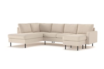 Peppe 4-seters Venstrevendt U-formet Sofa med Divan og Sjeselong i Manchester - Greige - Møbler - Sofaer - U-sofa