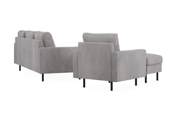 Peppe Sofagruppe 3-seter Sofa + Lenestol + Fotskammel i Manchester - Grå - Møbler - Sofaer - Sofagrupper