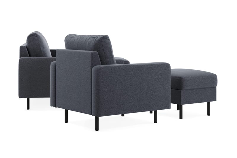 Peppe Sofagruppe 3-seter Vendbar L-formet Divansofa + Lenestol + Fotskammel i Stoff - Mørk grå - Møbler - Sofaer - Sofagrupper
