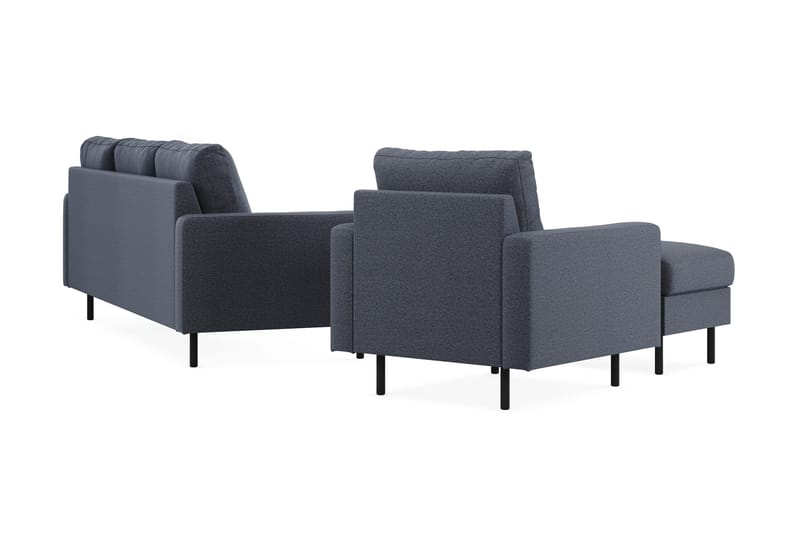 Peppe Sofagruppe 3-seters Sofa + Lenestol + Fotskammel i Stoff - Mørk grå - Møbler - Sofaer - Sofagrupper