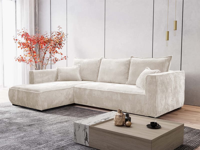 Puente 4-seters sofa med divan - beige - Møbler - Sofaer - Hjørnesofaer - Hjørnesofa med divan