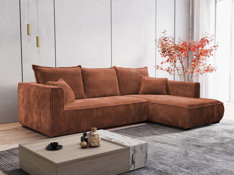 Puente 4-seters sofa med divan - brun - Møbler - Sofaer - Hjørnesofaer - Hjørnesofa med divan