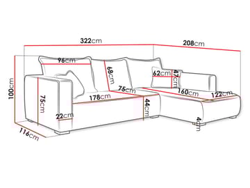 Puente 4-seters sofa med divan - mørkegrønn - Møbler - Sofaer - Hjørnesofaer - Hjørnesofa med divan