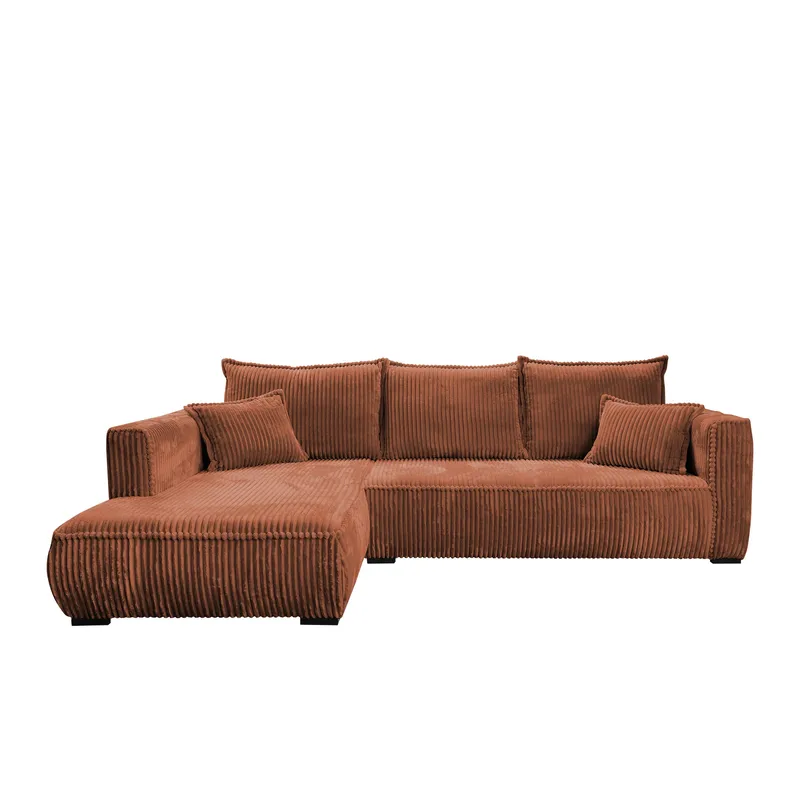 Puente 4-seters sofa med divan, rustbrun