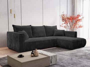 Puente 4-seters sofa med divan - svart - Møbler - Sofaer - Sofaer med sjeselong