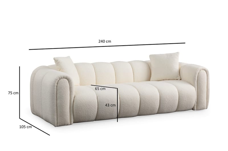 Puffin 3-seters Sofa - Hvit - Møbler - Sofaer - 3 seter sofa