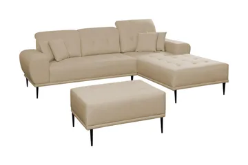 Rapale Sofagruppe Høyre med Fotskammel - Beige - Møbler - Sofaer - Fløyelssofaer