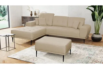 Rapale Sofagruppe Venstre med Fotskammel - Beige - Møbler - Sofaer - Fløyelssofaer