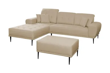 Rapale Sofagruppe Venstre med Fotskammel - Beige - Møbler - Sofaer - Fløyelssofaer