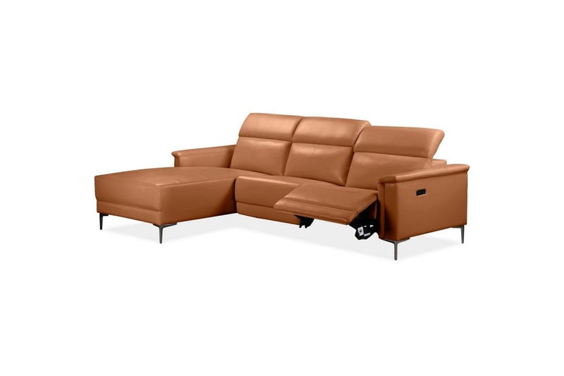 Reclinersofa med hjørne Loft24 Hjørnesofa 3-seters Lund Brun Vänster - Møbler - Sofaer - Reclinersofaer