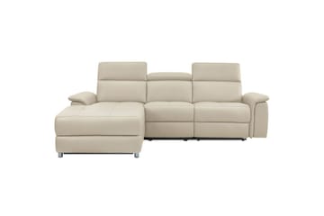 Reclinersofa med hjørne Loft24 Hjørnesofa 3-seters Pareli Vit Vänster - Møbler - Sofaer - Reclinersofaer