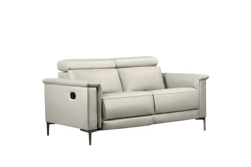 Reclinersofa uten hjørne Loft24 2-seters sofa Lund krem, lær/PU, manuell hvilestol Cream White