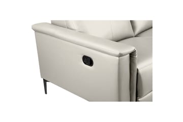 Reclinersofa uten hjørne Loft24 2-seters sofa Lund krem, lær/PU, manuell hvilestol Cream White - Møbler - Sofaer - Reclinersofaer