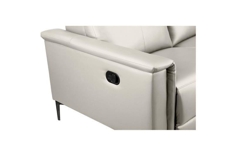 Reclinersofa uten hjørne Loft24 2-seters sofa Lund krem, lær/PU, manuell hvilestol Cream White - Møbler - Sofaer - Reclinersofaer