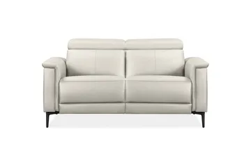 Reclinersofa uten hjørne Loft24 2-seters sofa Lund krem, lær/PU, manuell hvilestol Cream White - Møbler - Sofaer - Reclinersofaer