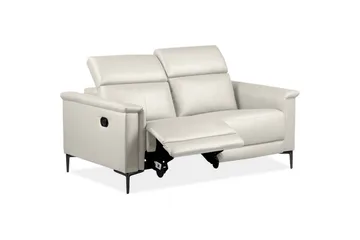 Reclinersofa uten hjørne Loft24 2-seters sofa Lund krem, lær/PU, manuell hvilestol Cream White - Møbler - Sofaer - Reclinersofaer