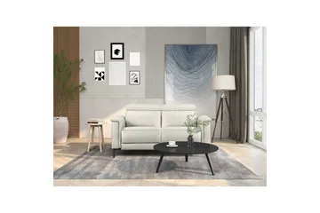 Reclinersofa uten hjørne Loft24 2-seters sofa Lund krem, lær/PU, manuell hvilestol Cream White - Møbler - Sofaer - Reclinersofaer