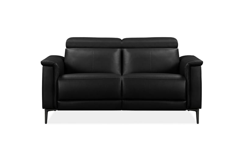 Reclinersofa uten hjørne Loft24 2-seters sofa Lund svart, skinn/PU, elektrisk hvilestol Svart, Graphite Grey - Møbler - Sofaer - Reclinersofaer