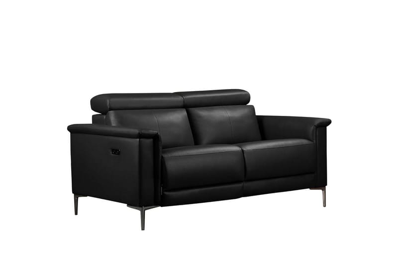 Reclinersofa uten hjørne Loft24 2-seters sofa Lund svart, skinn/PU, elektrisk hvilestol Svart, Graphite Grey