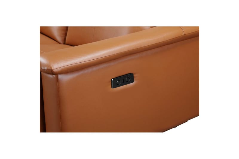 Reclinersofa uten hjørne Loft24 3-seters sofa Lund cognac Brun,Grå - Møbler - Sofaer - Reclinersofaer