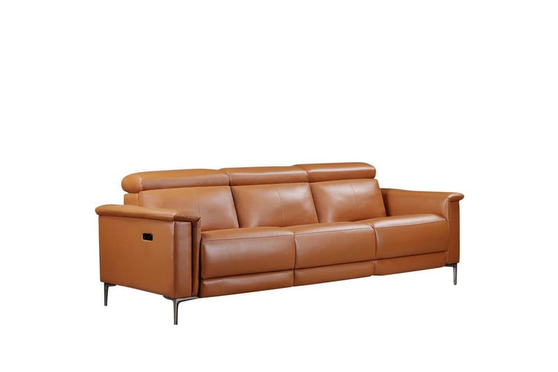 Reclinersofa uten hjørne Loft24 3-seters sofa Lund cognac Brun,Grå - Møbler - Sofaer - Reclinersofaer