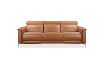 Reclinersofa uten hjørne Loft24 3-seters sofa Lund cognac Brun,Grå - Møbler - Sofaer - Reclinersofaer
