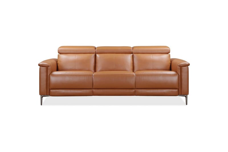 Reclinersofa uten hjørne Loft24 3-seters sofa Lund cognac Brun,Grå - Møbler - Sofaer - Reclinersofaer