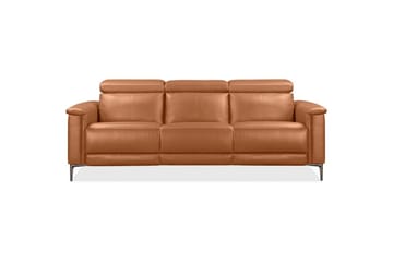 Reclinersofa uten hjørne Loft24 3-seters sofa Lund cognac Chocolate Brown,Grå - Møbler - Sofaer - Reclinersofaer