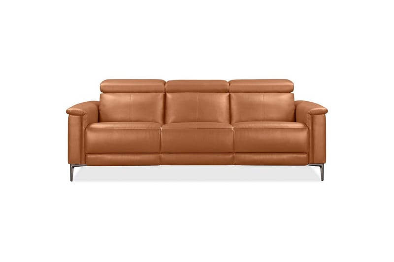Reclinersofa uten hjørne Loft24 3-seters sofa Lund cognac Chocolate Brown,Grå - Møbler - Sofaer - Reclinersofaer