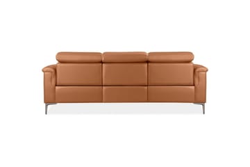Reclinersofa uten hjørne Loft24 3-seters sofa Lund cognac Chocolate Brown,Grå - Møbler - Sofaer - Reclinersofaer