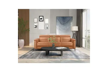 Reclinersofa uten hjørne Loft24 3-seters sofa Lund cognac Chocolate Brown,Grå - Møbler - Sofaer - Reclinersofaer