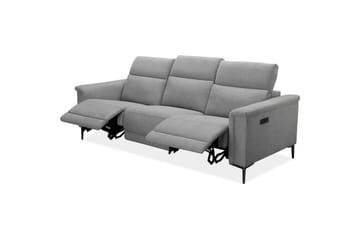 Reclinersofa uten hjørne Loft24 3-seters sofa Lund cognac Ljusgrå - Møbler - Sofaer - Reclinersofaer