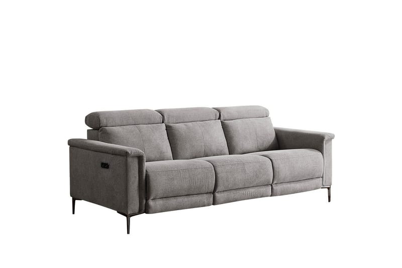 Reclinersofa uten hjørne Loft24 3-seters sofa Lund cognac Ljusgrå - Møbler - Sofaer - Reclinersofaer