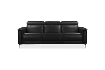 Reclinersofa uten hjørne Loft24 3-seters sofa Lund cognac Svart - Møbler - Sofaer - Reclinersofaer