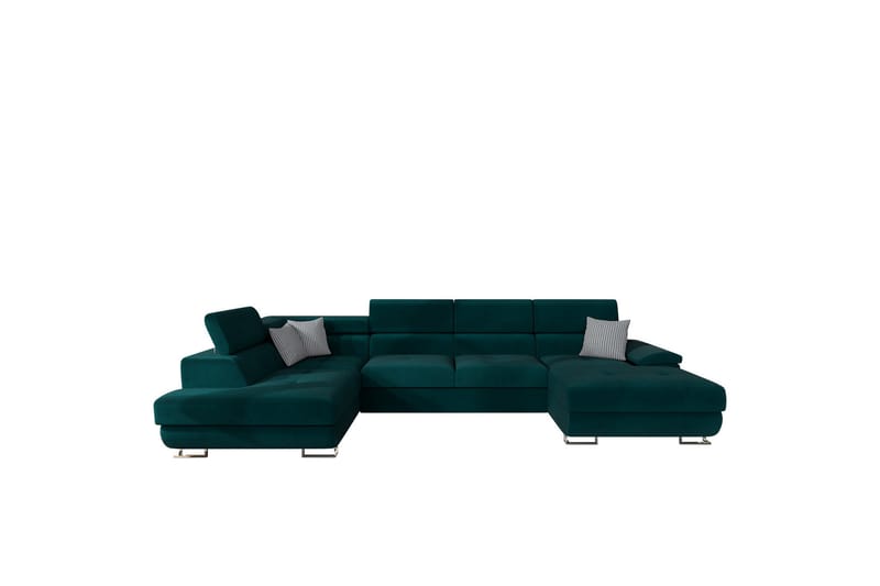 Reginia Sofa med Divan og Sjeselong 4-seter, Grønn