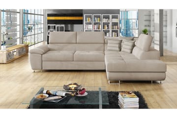 Reginia Sofa med Sjeselong 3-seter - Beige - Møbler - Sofaer - Fløyelssofaer